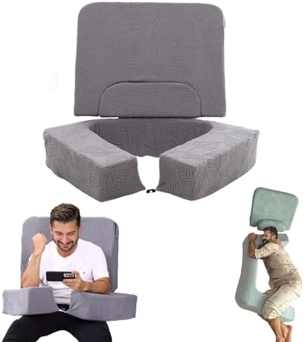 OpuvidityGaming Reading Pillow, Laptop Desk Pillow, Side Sleeping Pillow, Postoperative Recovery Relieves The Risk of Cervical and Lumbar Disc Herniation, Adjustable Three-Piece Set Dark Gray