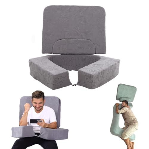 OpuvidityGaming Reading Pillow, Laptop Desk Pillow, Side Sleeping Pillow, Postoperative Recovery Relieves The Risk of Cervical and Lumbar Disc Herniation, Adjustable Three-Piece Set Dark Gray