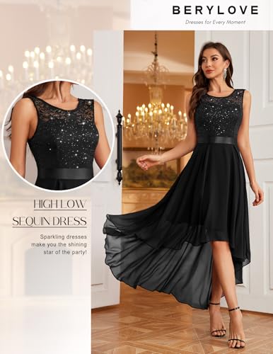 BeryLove Homecoming Cocktail Formal Dresses 2025 Wedding Guest Party Prom Sleeveless Lace High Low Dress3