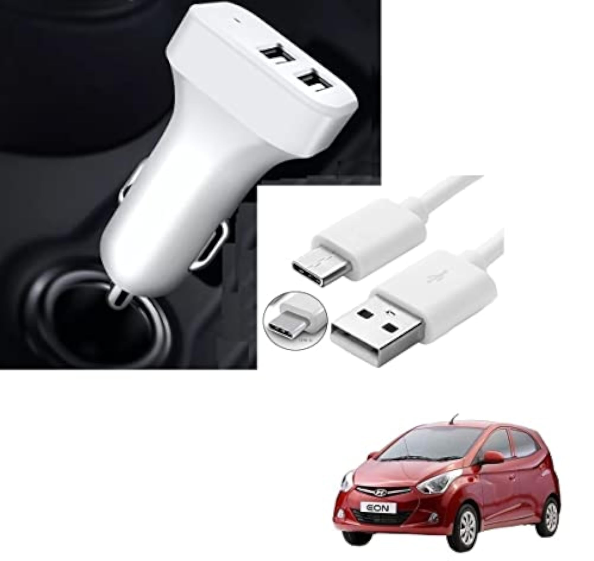5.1 Amp 2 USB Fast Car Charger for Hyundai Eon