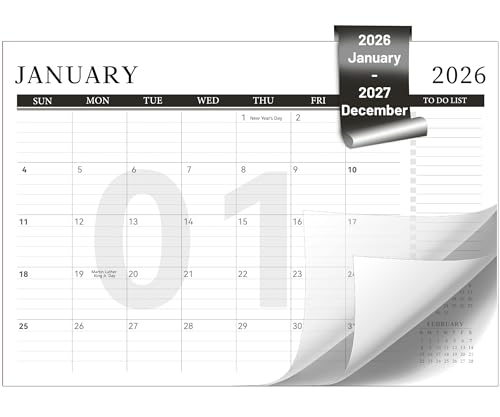 Image of Yoment Desk Calendar Refill 2026-2027, Jan 2026-Dec 2027, Large 10 inchx16 inch Monthly Planner with to-do Lists 24 Months Calendar for Office School Home, Black