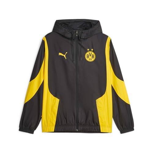 PUMA Borussia Dortmund Prematch Chaqueta de chándal para hombre, negro/amarillo neón, M, amarillo y negro