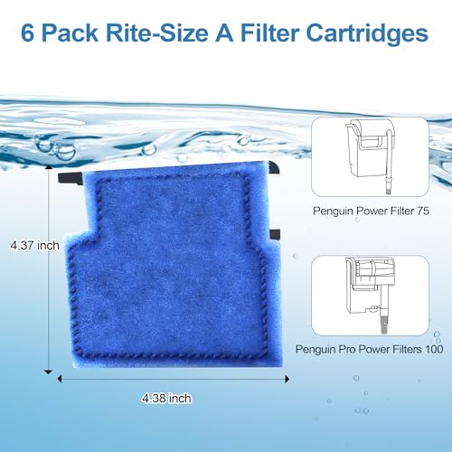 Image of Nebulist 6 Pack Fish Tank Filter Cartridge, Rite-Size A Filter cartridges Compatible with MarineLand Penguin Power Filters 75 & 100, EZ-Change #1 Compatible with Aqua-Tech 5-15 Power Filters
