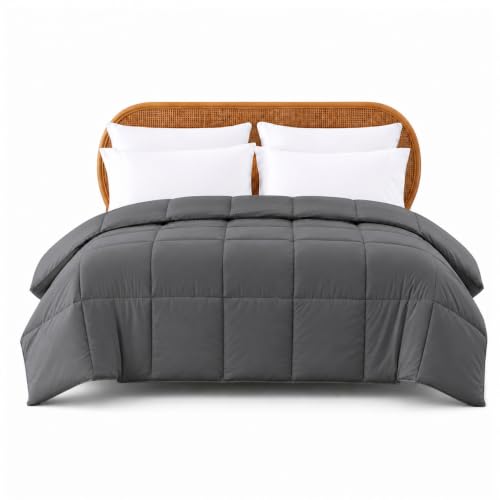 Image of Modern Threads Comforter Duvet Insert, Reversible Quilted Down Alternative Comforter with Corner Tabs, All Season Bedding, King, Dark Gray