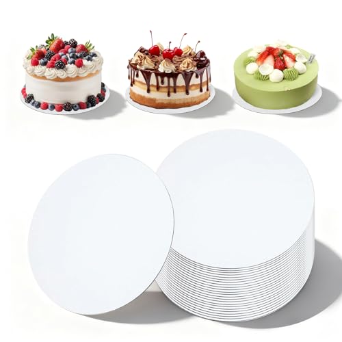 GWBPES 20 Stück Tortenplatte Pappe, 25cm Tortenplatte Stabile Cake Board 3mm Dickes Tortenunterlage Rund Wiederverwendbar Kreise Runden Basis für Transport Kuchen Torten Dessert (Weiß)