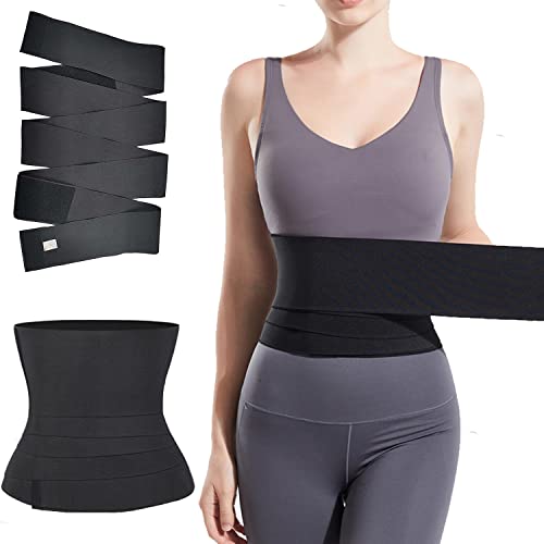 Waist Trainer for Women Snatch Me Up Bandage Tummy Wrap Invisible Plus Size Trimmer Belt Sweat Body Shaper Snatcher Black
