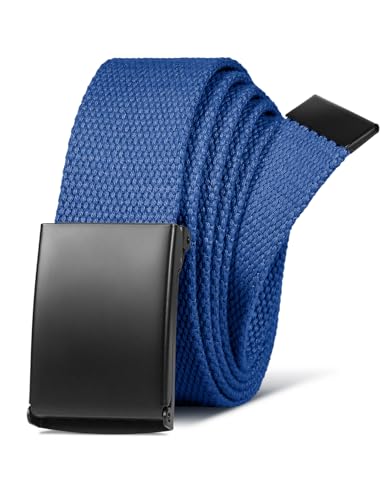 Image of LXMY Belts for Men,Work Belts for Men,Mens Adjustable Canvas Fabric Nylon Golf Belt Fits Anywhere(Blue)