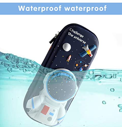 Image of 3D Astronaut Pencil Case for Kids Boys, Waterproof Pencil Box with Compartments Pen Pouch (Dark Blue)