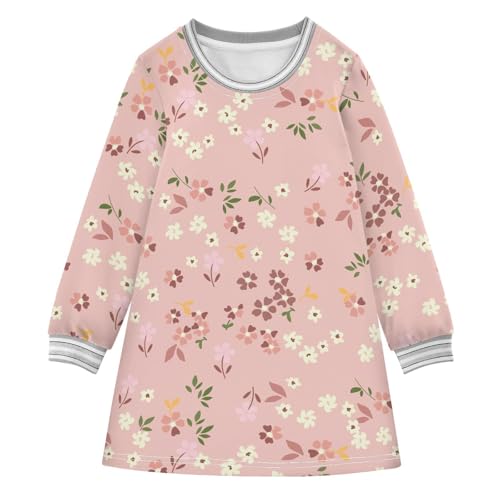 Small Flower Girls Dresses Long Sleeve Sweatshirt Dress for Girls Winter Toddler Casual A Line Dresses Size 2-8T