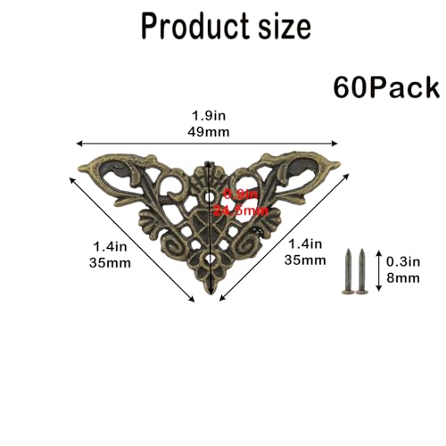 Image of Geesatis 60Pcs Zinc Alloy Furniture Corner Guards,2.5 inch L-Shaped | Corner Protectors for Wall, Table, Countertop with Screws, Bronze