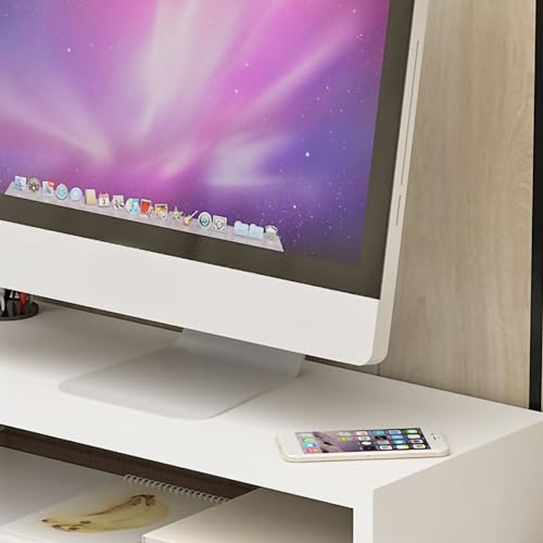 Support de moniteur Acouto en noyer avec rangement de bureau - 2
