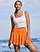 PINSPARK Tennis Skirt for Women Cute Pleated Golf Skirt Built-in Shorts Lightweight Workout Skort, Orange XS