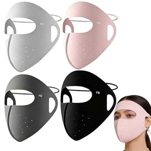 Image of 4Pcs Breathable UV Protection Full Face Mask Set, Comfortable Sun-proof Full Face Cover, Perfect for Cycling, Daily Commute and all kinds of Outdoor Activities for Women