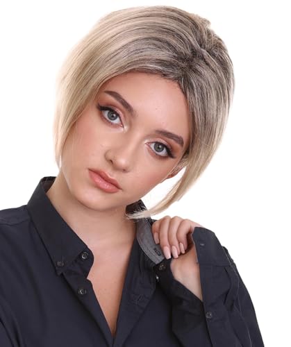 BC GOODS BY Womens Classic Karen Minivan Mom Pixie Meme Cut Wig Premium Halloween Synthetic Fiber Wig - Light Brown & Blonde