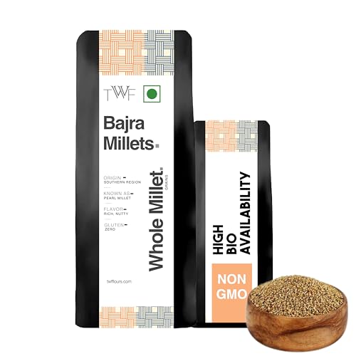 Image of TWF Unpolished Bajra Whole Millet | 2 Kg |Bajri Grain | Desi Bajra | Sajje | Kambu | Pindi | Sajjalu | Pearl Millet | Hulled | Gluten-Free | High Fiber | Nutrient-Rich Supergrain