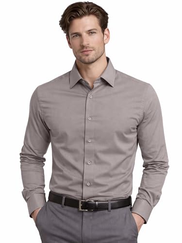 Image of FILO HEVIS Men's Shirt Regular Fit Solid Self-Cord Cotton Blended, Soft Fabric Stylish Formal Wear Man Shirt, Spread Collar Full Sleeves,(Available in Plus Size)