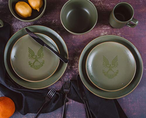 Halo Master Chief 117 Stoneware 8-Piece Dinnerware Set | Video Game-Themed Home Kitchen Essentials | Includes Dinner And Salad Plates, Soup Bowls, Mugs | Place Setting For 2 #TOP3