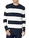 Amazon Essentials Men's Long-Sleeve 100% Cotton Fisherman Cable Crewneck Sweater, Navy White Rugby Stripe, X-Small