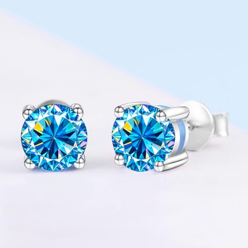 Moissanite Earrings，2ct D Color VVS1 Clarity Solitaire Round Cut Earrings S925 Sterling Silver for Women Men Moissanite Stud Earrings3