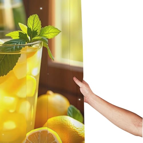 Rideau de douche imprimé citron n°9 en tissu lavable en machine - 3