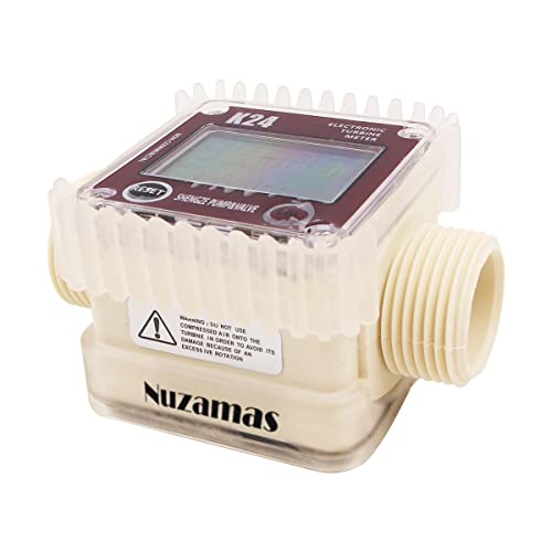 Image of NUZAMAS 1' Electronic Turbine Digital Flowmeters for Gas Oil Fuel Chemicals Water 1 Inch Hose Flow Meter, Max 120L /M (1900GPH)