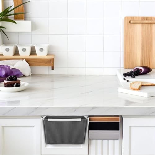 Caneca de basura plegable para cocina Toyvian gris miniatura 5