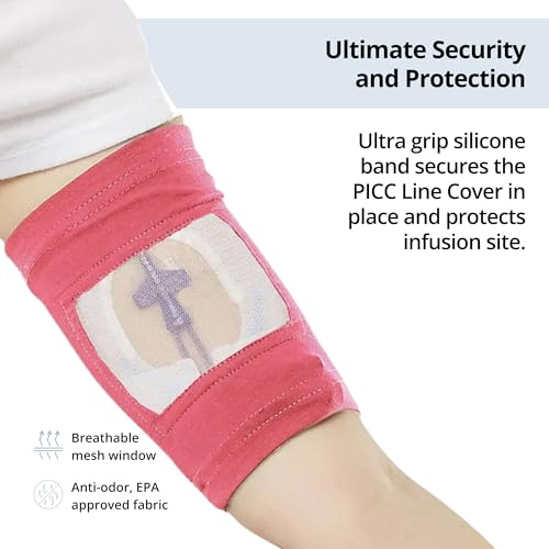 Image of Care+Wear - PICC Line Cover (Baby, Fuchsia) - Secure Slip-Resistant Design - Anti-Odor Hypoallergenic Material - Easy Monitoring Window - Machine Washable Durability