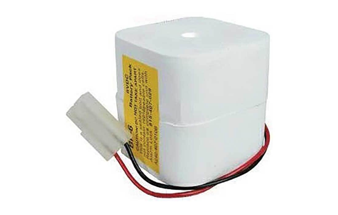 Alarm Lock BP-6 Battery Pack with its white connector and red and black wires.