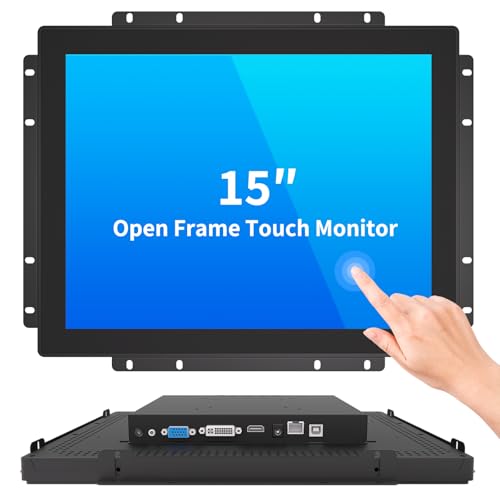 Image of 15 Inch Open Frame Touch Monitor, PCAP 10-Point Touch Industrial Touchscreen Monitor, with HDMI /VGA /DVI Interface, Active Matrix TFT LCD,LED Backlight, with VESA Mount