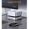 NOVOO Mac mini M4 Dock, Aluminum Mac mini Docking Station for Apple Mac mini M4 / Mac mini M4 Pro, M.2 NVMe 2280 SSD Enclosure, 10Gbps USB-C & USB-A, SD/TF, Audio, One-Press Power, Mac mini Hub