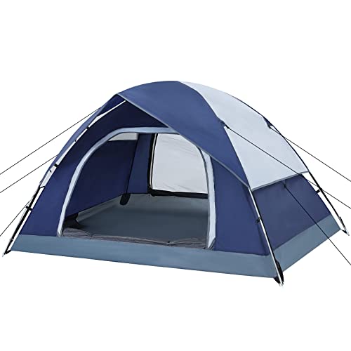 ABCCAMPING Tienda de campaña para 2/4 personas, tienda de campaña familiar con bragueta de lluvia extraíble, fácil de instalar, con bolsa de transporte (2 personas, azul marino) Cover