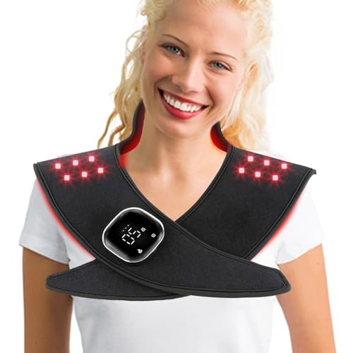 Cordless Red Light Therapy for Neck Shoulder 660nm & 850nm Rechargeable Infrared Light Therapy for Upper Back Neck Shoulders Muscle Joints Relax