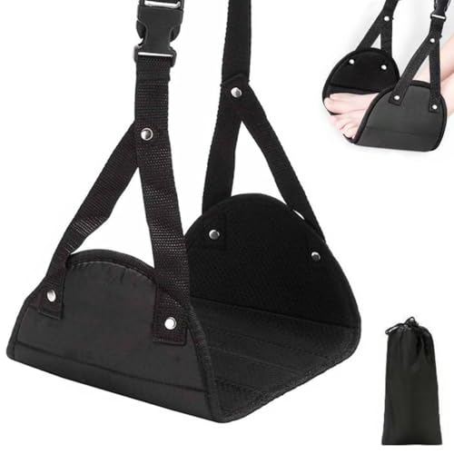 ZHAOYCSH Reposapiés de Avión Portátil Ajustable,Hamaca de Pies para Viajes Largos, Soporte para Pies,Plegable y Liviano para Mayor Comodidad en Vuelo para Adultos y Niños en Asientos de Aeronave