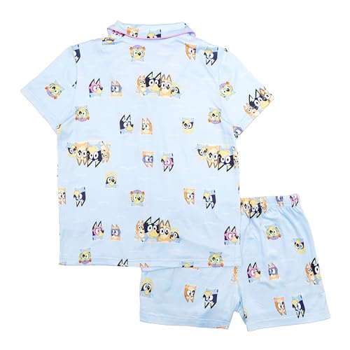 Bluey Girls' 2-Piece Loose-fit Button Down Pajama Set, Soft & Cute for Kids4