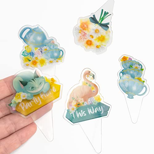 Alice Wonderland Cupcake Topper Spring Easter Party Decoration Girls Tea Party Cake Decoration Girls Birthday Party Supplies #TOP2