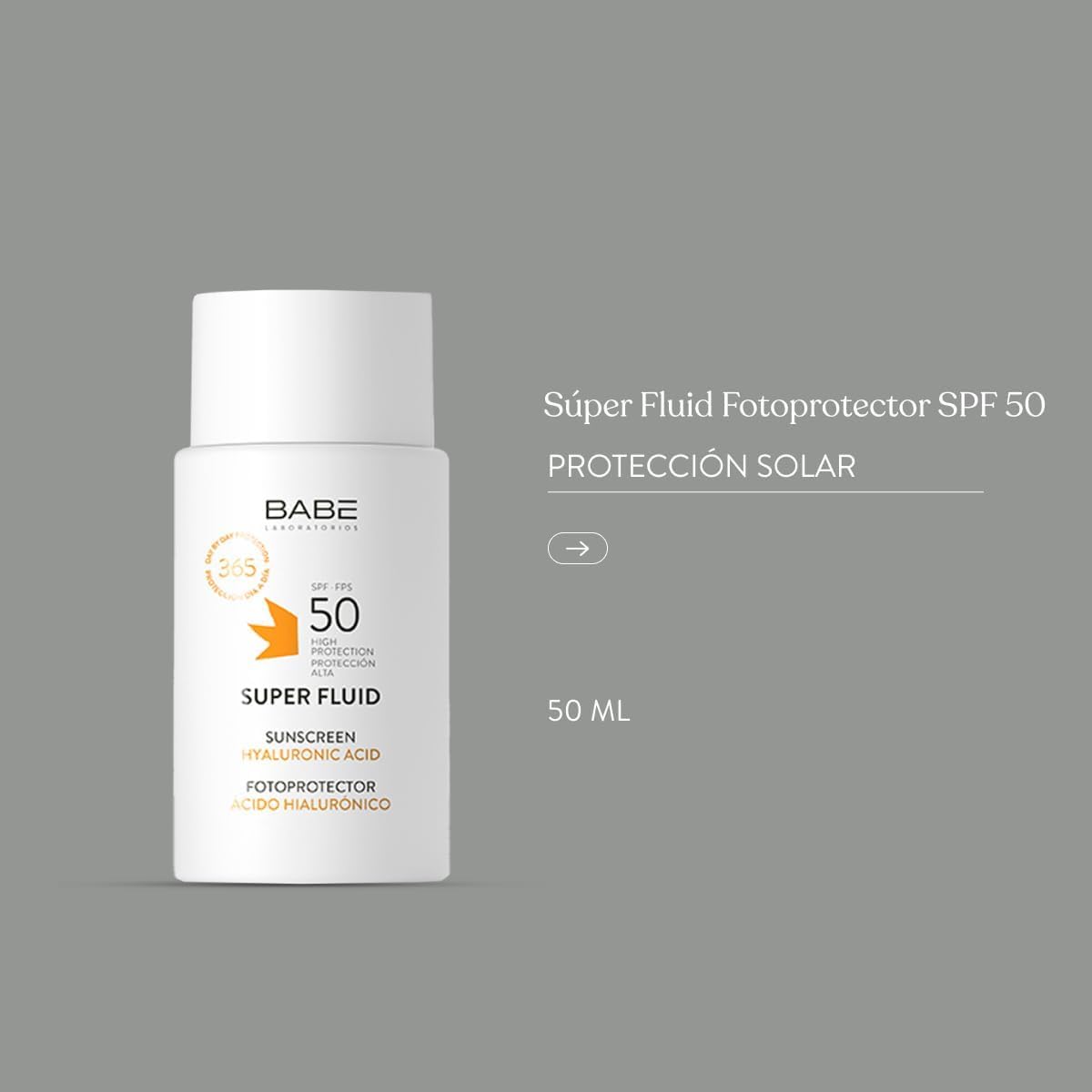 Laboratorios Babé - Super Fluid Fotoprotector SPF 50 | Filtr przeciwsłoneczny | Wodoodporny | Wszystkie rodzaje skóry | Fotoaging | Ochrona przed promieniowaniem słonecznym | 50ml