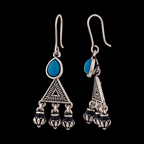 Moksha Triangles Stone Earrings Silver