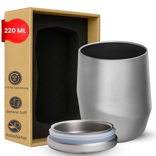 Keith Titanium Doppelwandiger Isolierkaffeebecher 220 ml, Ti3311, Titanbecher für Wasser, Heißen Oder Eistee & Kaffee, Ultraleichtes Campinggeschirr, Ideal für Wandern, Trekking & Outdoor-Aktivitäten