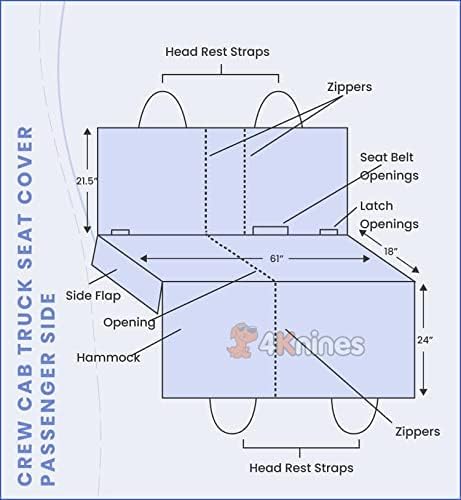 Miniatura 7 de 4Knines - Funda de asiento para camionetas doble cabina, protección de asiento trasero, hamaca para mascotas, duradera, para perros, se adapta a