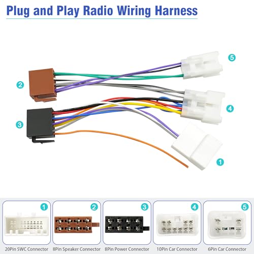 Jayubien Stereo Wiring Harness for Toyota Radio Connector 2003-2012,Compatible with Camry Corolla Tacoma Matrix Tundra 4Runner Prius RAV4 Sienna Cruiser ISO Radio Wire Adapter 20Pin SWC Plug - Thumbnail 4