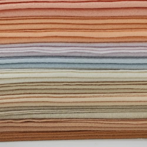 Image of XSEINO 12 Rolls 8 inchx35 inch 1.4mm Thick Soft Felt Fabric Sheet 12 Assorted Nude Tone Series Colors Felt Pack for DIY Craft Sewing Squares Nonwoven Patchwork