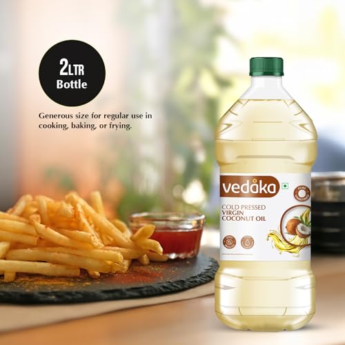 Image of Amazon Brand - Vedaka Cold Pressed Virgin Coconut Oil | 2 L | Pure & Unrefined | Zero Trans Fat | Rich Aroma & Flavour Of Coconuts | For Daily Cooking With Multipurpose Usage