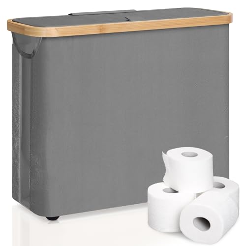 Foldable Toilet Paper Storage Basket with Lid and Handle for