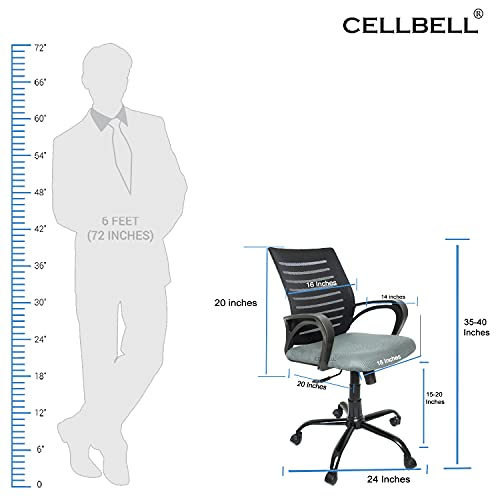 Image of CELLBELL C104 Medium-Back Mesh Office /Study Chair [Grey]