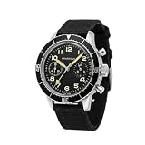 PRAESIDUS H-75 Mens Pilot Watch, 38mm Quartz Black Dial Black Canvas Strap