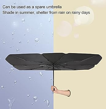 HIWIND Car Windshield Sunshade High Quality Car Umbrella Sunshade UV Block Car Windshield Full Cover and Foldable Sunshade for Most Vehicles