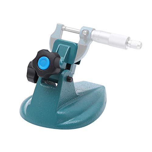 TOPWAY Soporte de Micrómetro de ángulo Ajustable con Almohadillas Antideslizantes Dobles y Base de Hierro Fundido para Sujetar Micrómetros Exteriores de Hasta 4