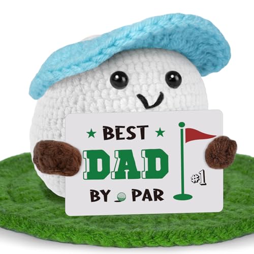 Buioata Dad Golf Gifts for Fathers Day Positive Golf Presents for Dad from Daughter Son Crochet Golf Ball Funny Emotional Support Presents for Golfers Daddy Birthday Fathers Day