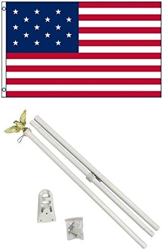3'x5' 15 Star Star Spangled Banner His. US American Flag Polyester w/ Pole