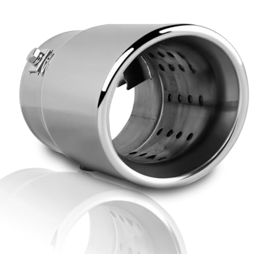 MuHize Adjustable 2-3 Inch Inlet Exhaust Tip 3.5 Outlet 6 Long Exhaust Tips Stainless Steel Polished Rolled Edge Bolt on Double Walled Diesel Exhaust Pipe for Pickup Truck Car Truck